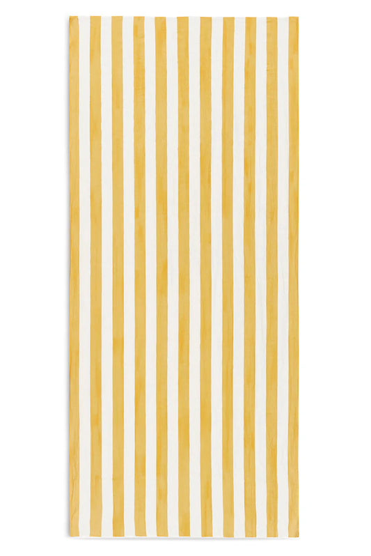 Stripe Linen Tablecloth in White and Yellow