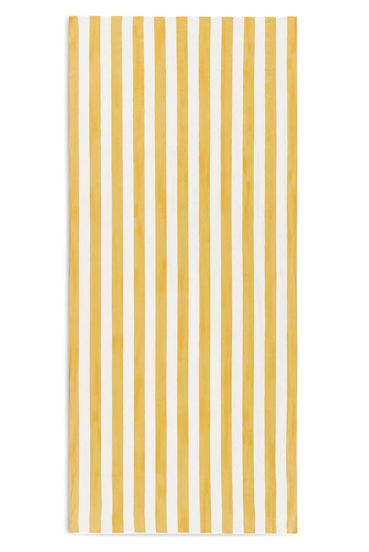 Stripe Linen Tablecloth in White and Yellow