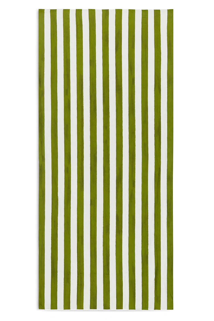 Stripe Linen Tablecloth in White and Green