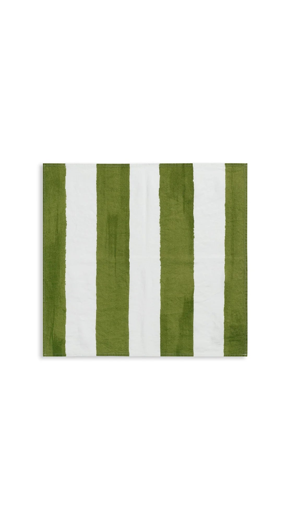 Stripe Linen Napkins in White and Green