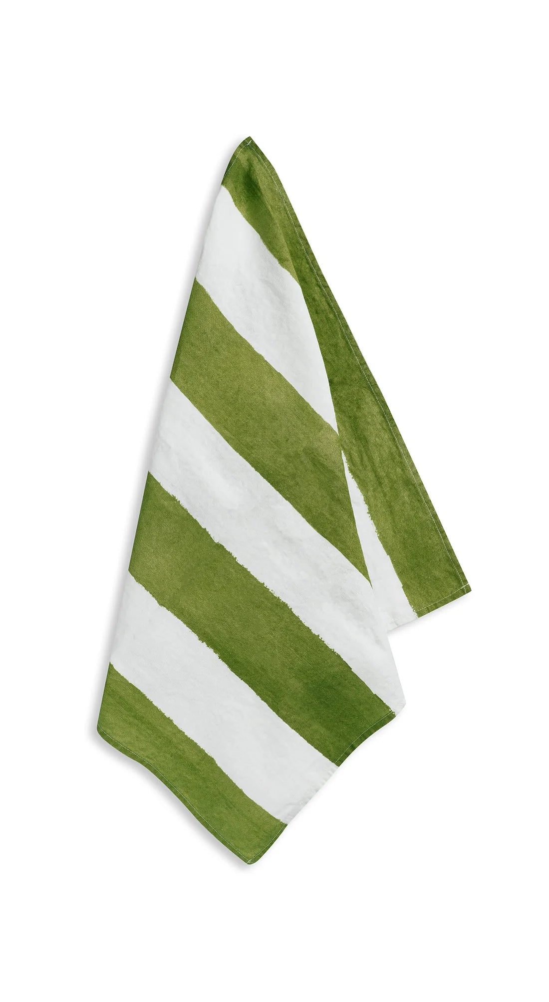 Stripe Linen Napkins in White and Green