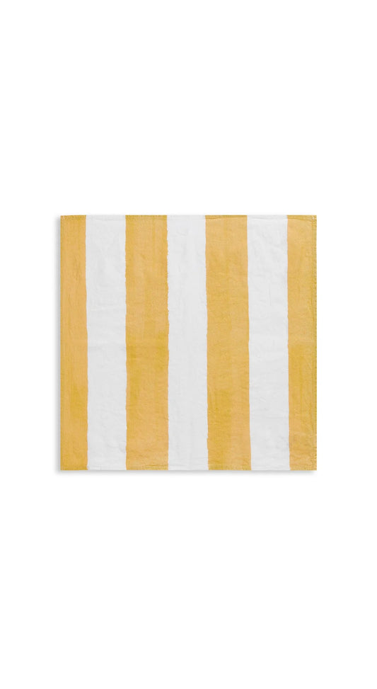 Stripe Linen Napkins in White and Yellow