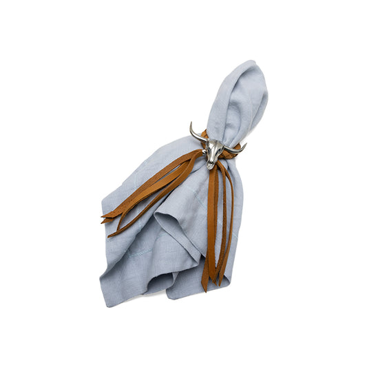 LONG HORN SKULL LEATHER NAPKIN RING